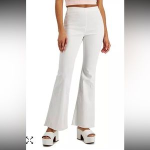 White High Waisted Flared Pants